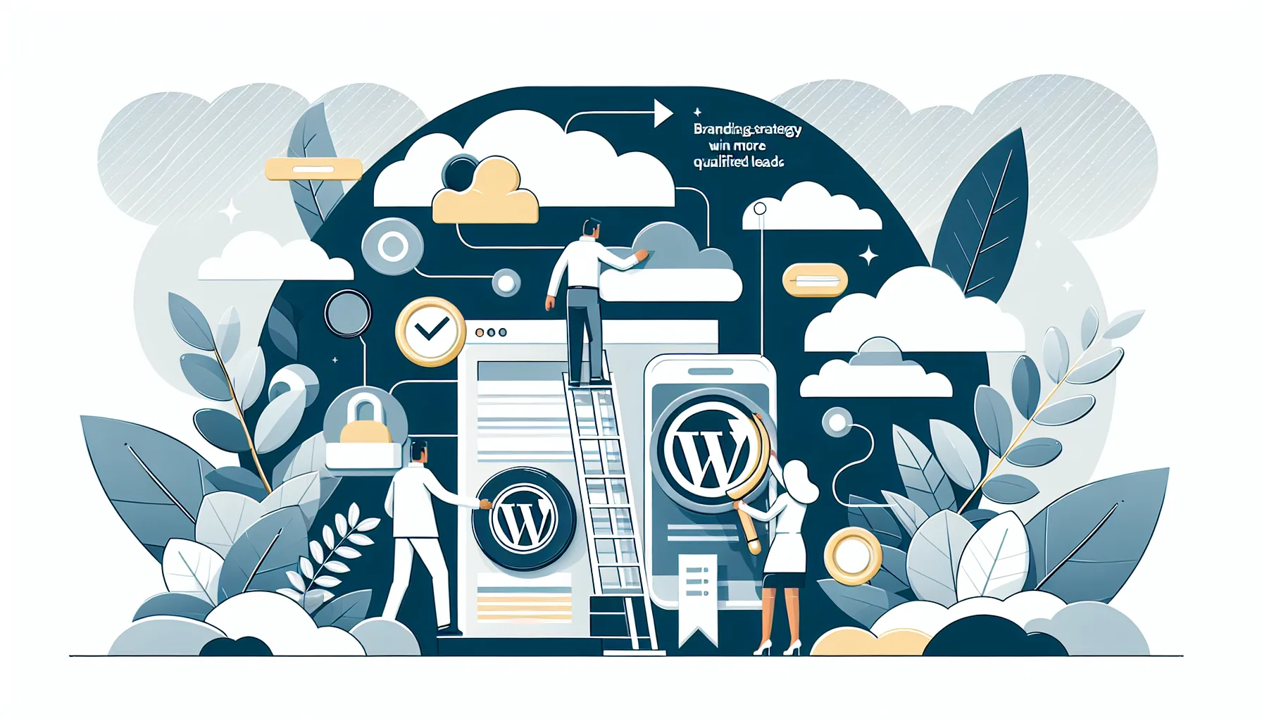 Featured image showing "branding strategy for wordpress: win more qualified leads" for the article "Branding Strategy for WordPress: Win More Qualified Leads"