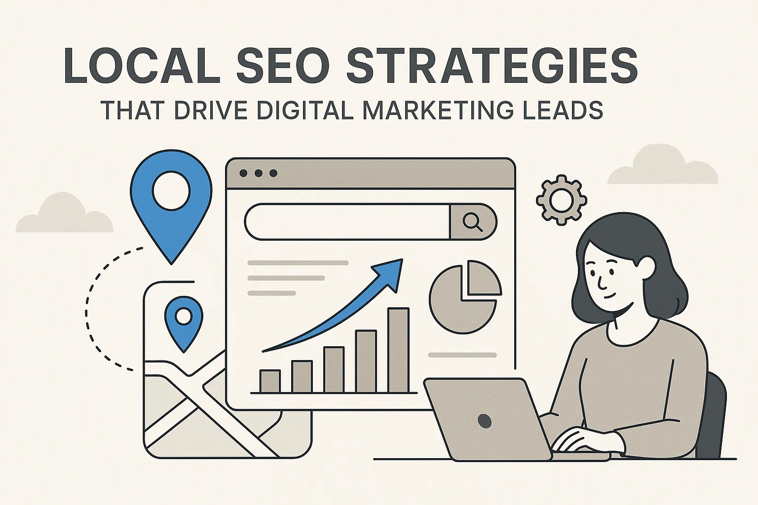 Featured image showing "local seo" for the article "Local SEO Strategies That Drive Digital Marketing Leads"