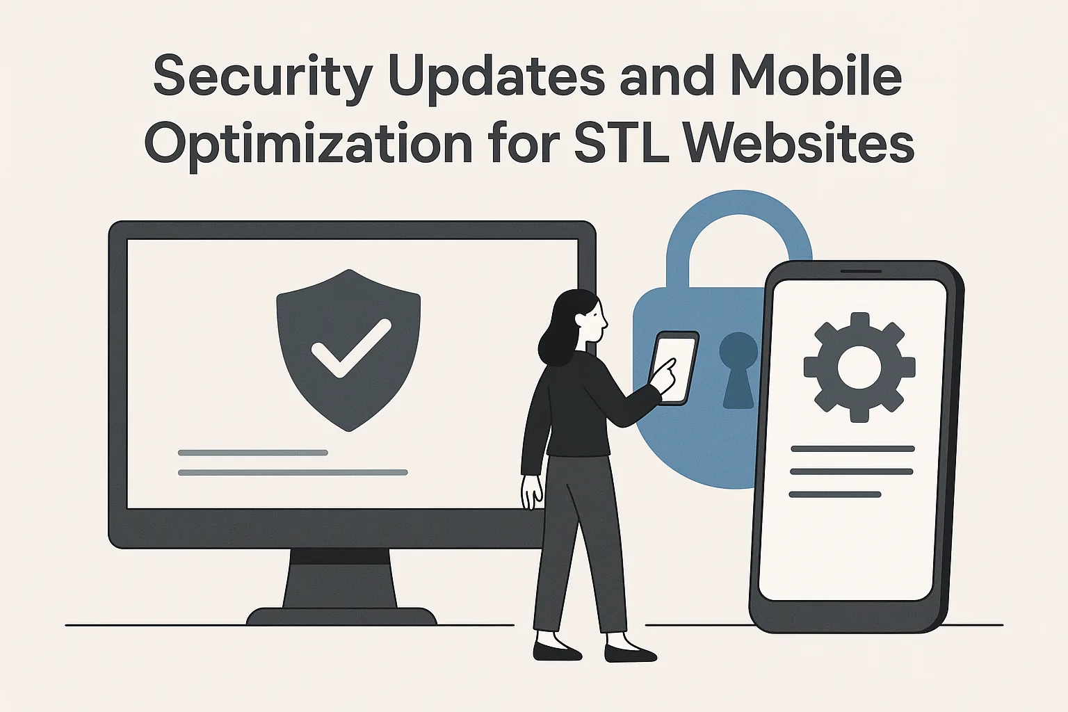 Featured image showing "security updates" for the article "Security Updates and Mobile Optimization for STL Websites"