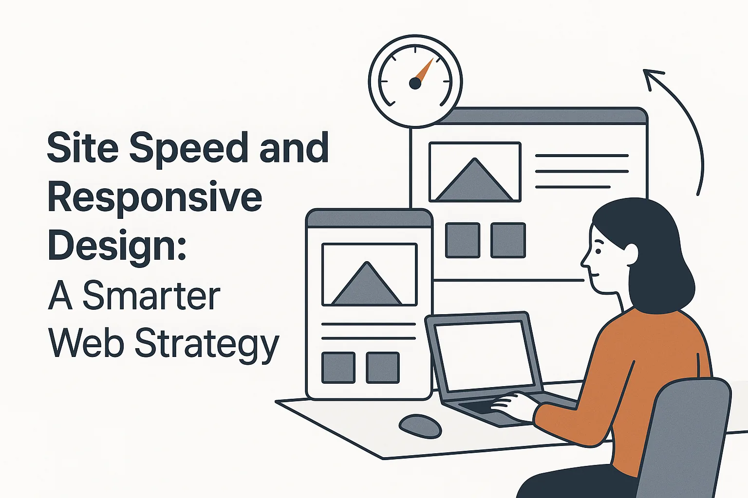 Featured image showing "site speed" for the article "Site Speed and Responsive Design: A Smarter Web Strategy"