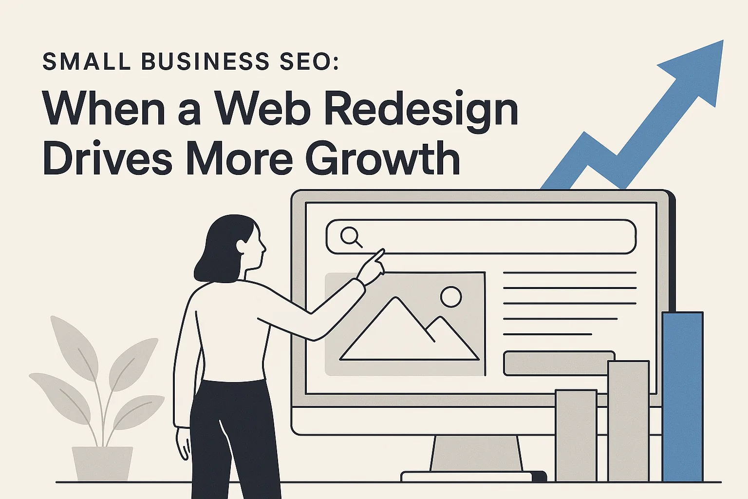 Featured image showing "small business seo" for the article "Small Business SEO: When a Web Redesign Drives More Growth"