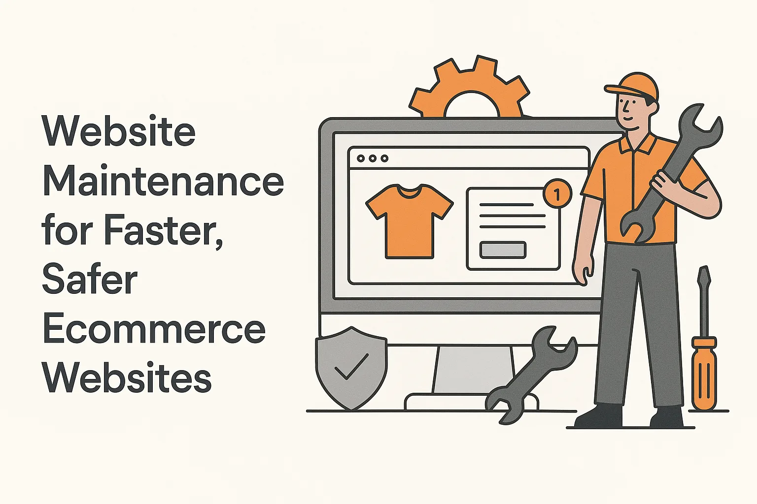 Featured image showing "website maintenance" for the article "Website Maintenance for Faster, Safer Ecommerce Websites"
