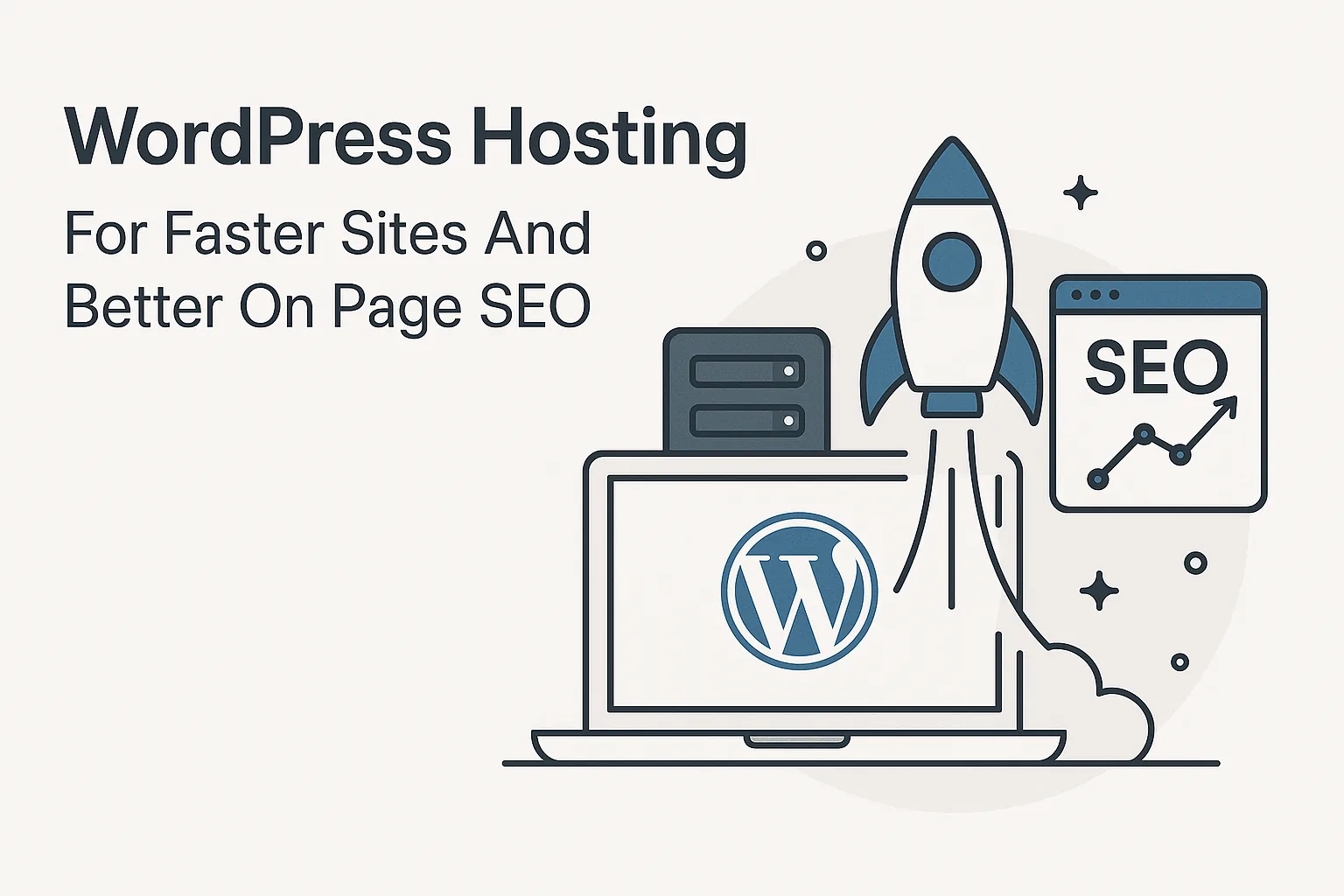 Featured image showing "wordpress hosting" for the article "WordPress Hosting For Faster Sites And Better On Page SEO"