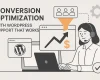 Featured image showing "conversion optimization" for the article "Conversion Optimization With WordPress Support That Works"