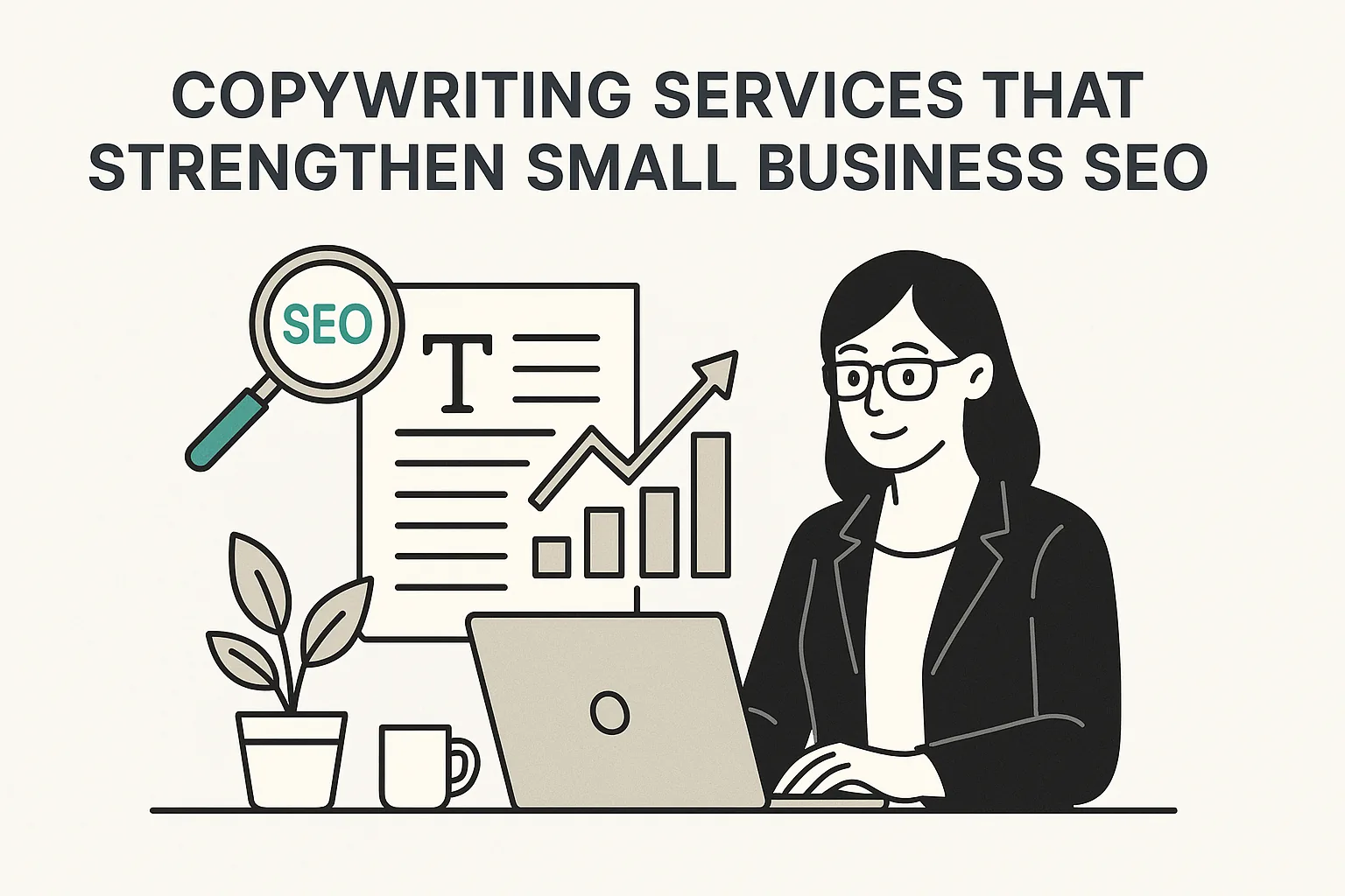 Featured image showing "copywriting services" for the article "Copywriting Services That Strengthen Small Business SEO"