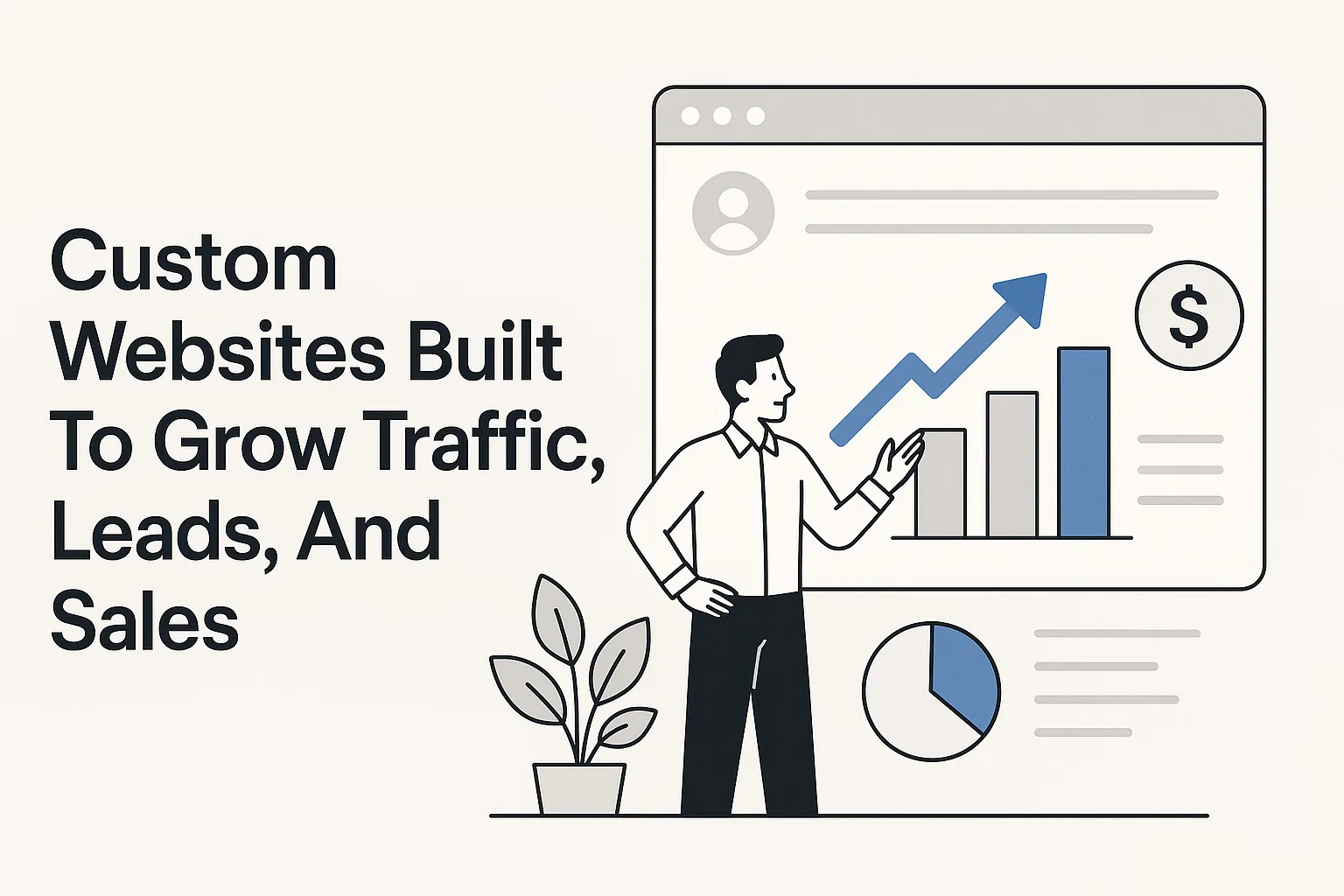 Featured image showing "custom websites" for the article "Custom Websites Built To Grow Traffic, Leads, And Sales"