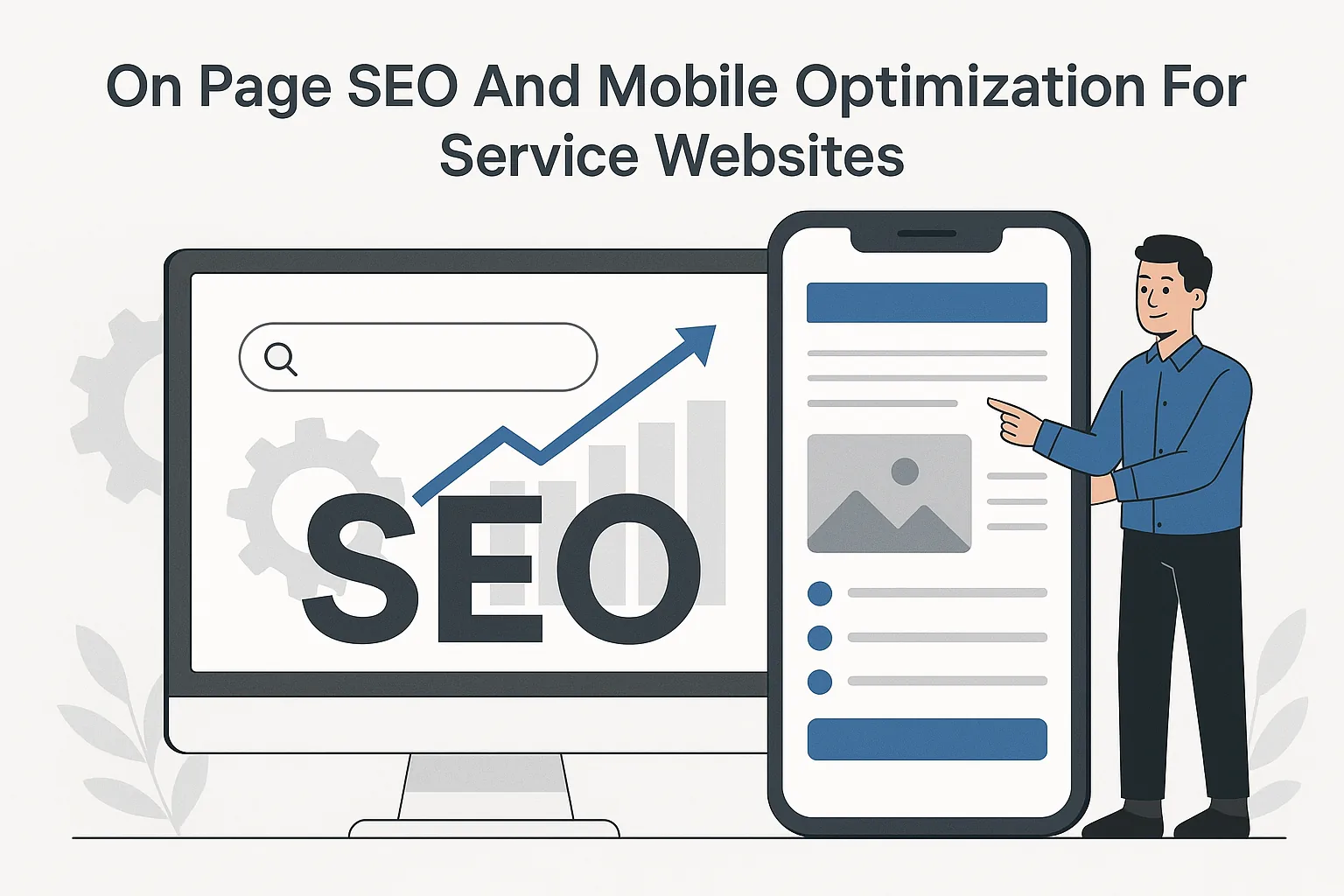 Featured image showing "on page seo" for the article "On Page SEO And Mobile Optimization For Service Websites"