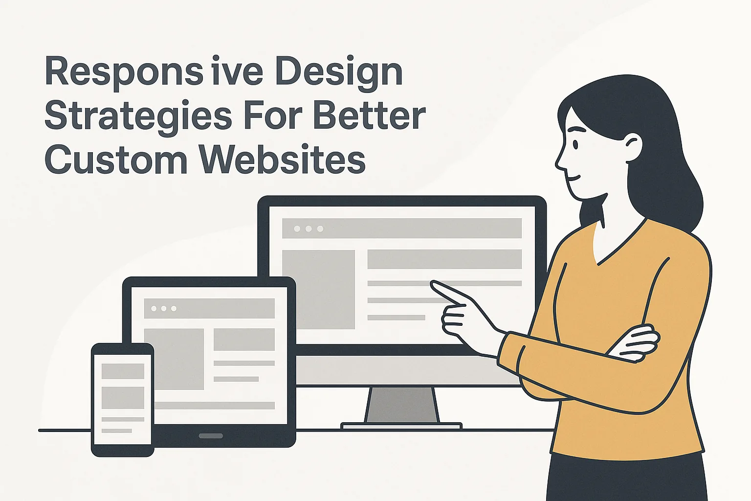Featured image showing "responsive design" for the article "Responsive Design Strategies For Better Custom Websites"