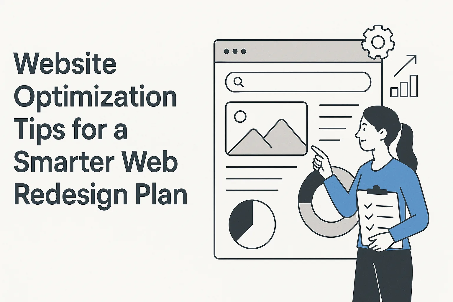 Featured image showing "website optimization" for the article "Website Optimization Tips for a Smarter Web Redesign Plan"